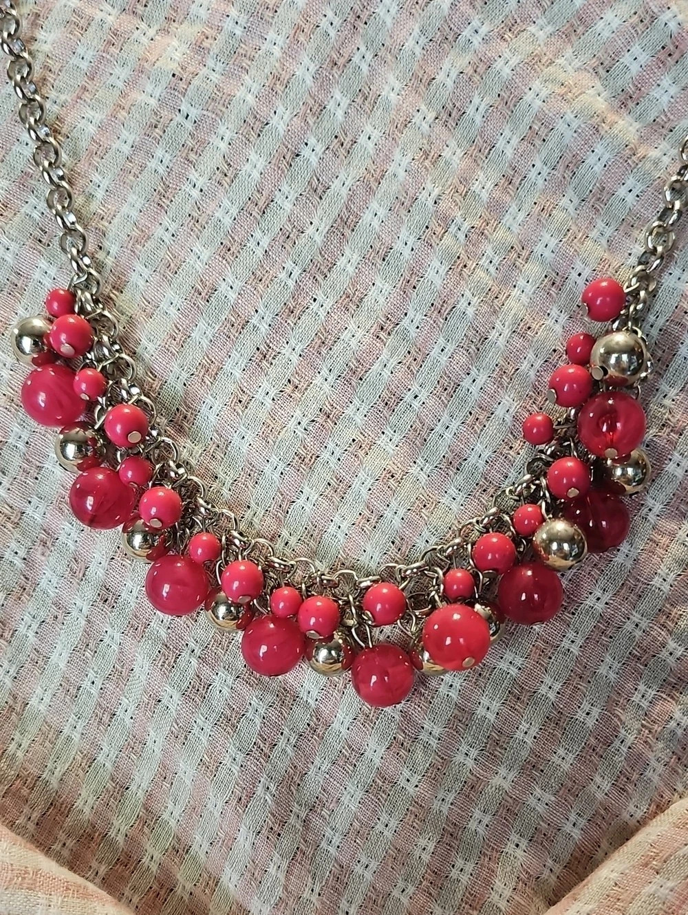 Pink Beaded Statement Necklace